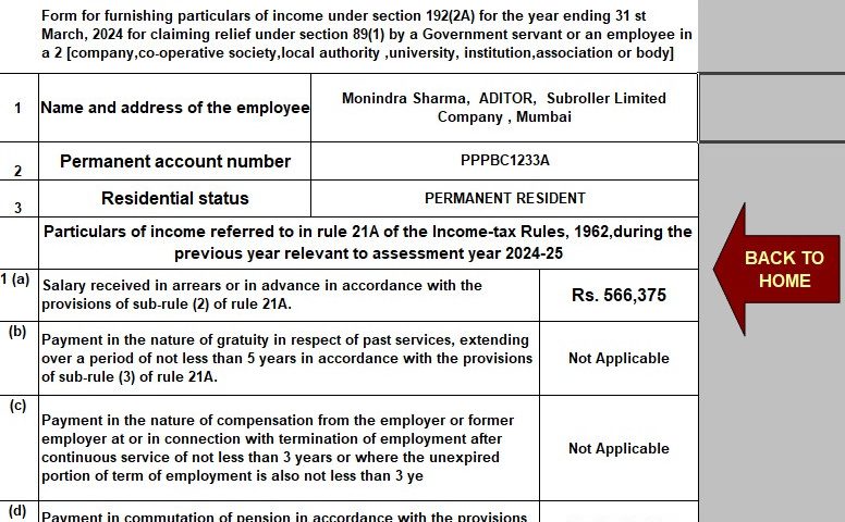 Download Automatic Income Tax Excel Based Form 10E for the F.Y.2023-24 in Excel